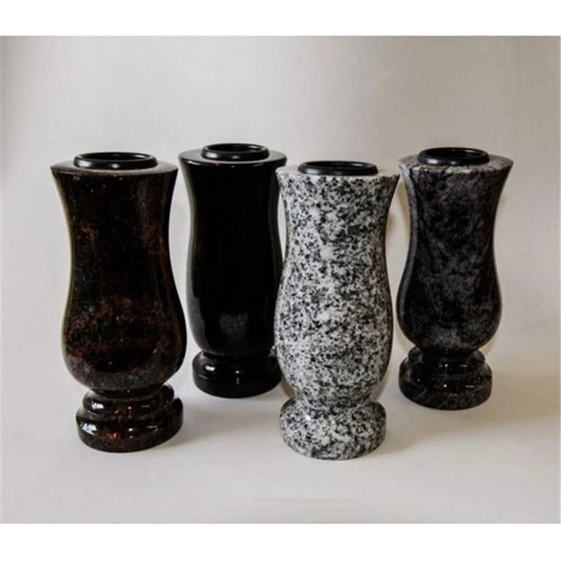 Black Granite Grave Vases